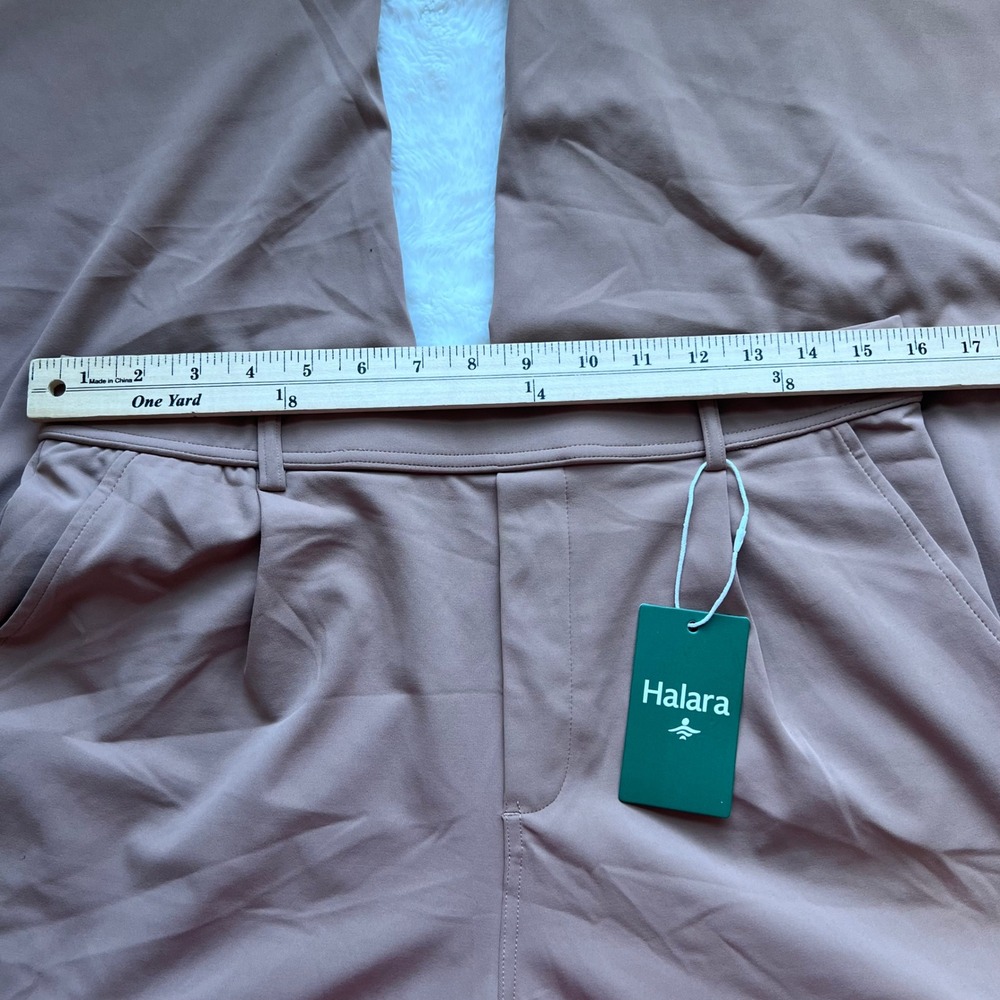 Halara Women Mauve Taupe High Waisted Wide Leg Trousers Pockets Size Large NWT - Picture 9 of 13